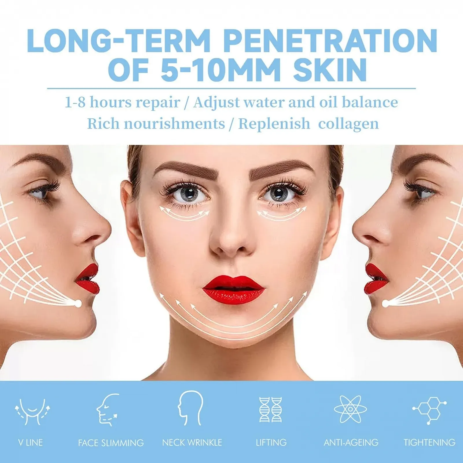 Маска для лица V-Line гиалуроновая и набор патчей от морщин, фото №6