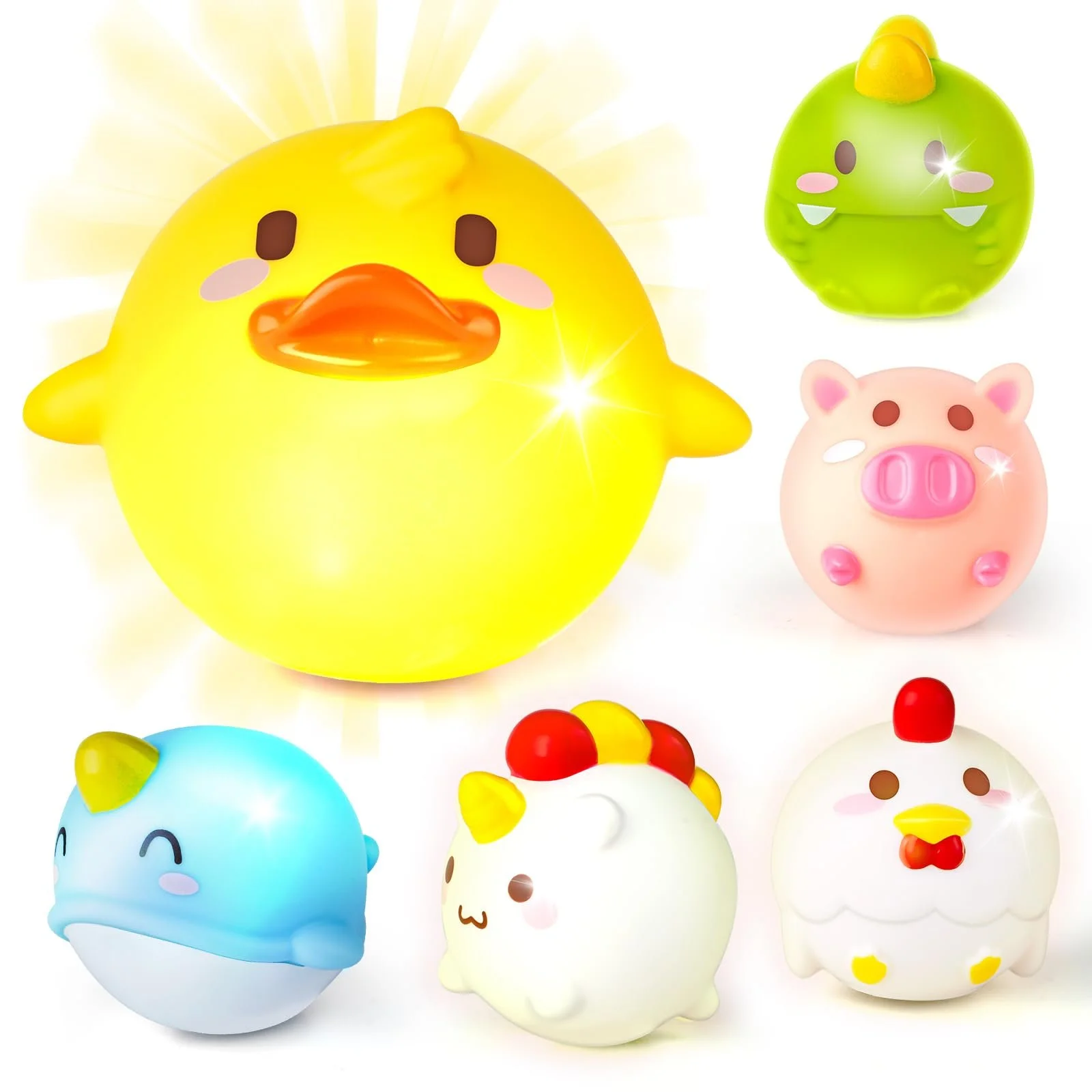Игрушка для ванной Малыш, 6 штук, игрушка для детей 6-36 месяцев, водяная игрушка, игрушка для бассейна, детская, мультяшные животные, маленькие игрушки, подарки для мальчиков и девочек, фото №1