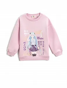 Світшот Koton Для дівчат З принтом "Анімація" З довгими рукавами Круглий виріз З начосом всередині - Фото 1