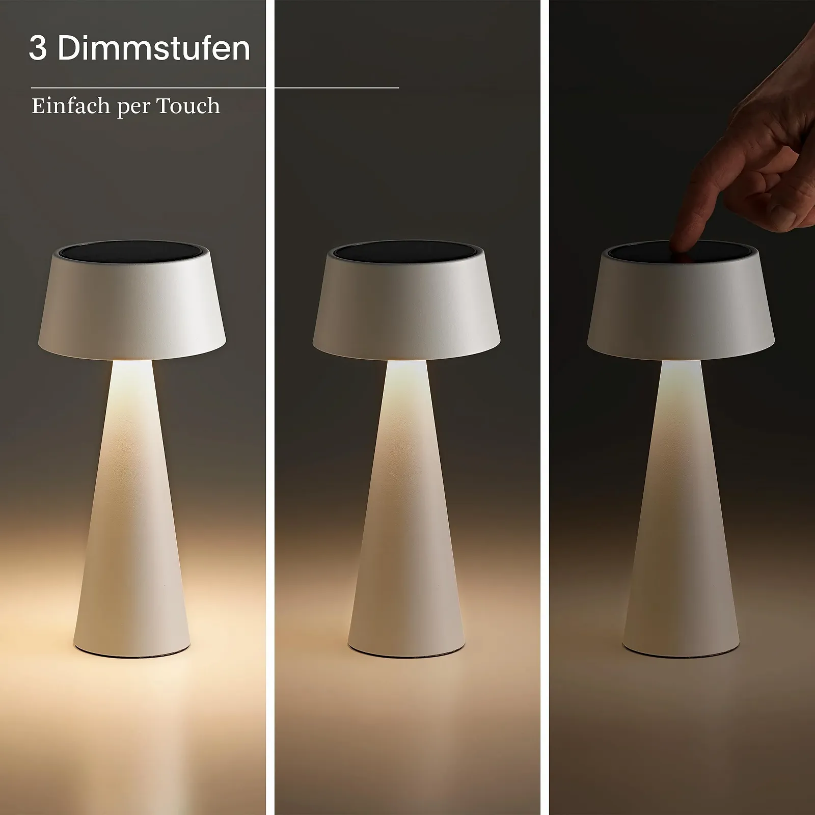 Настільна лампа SIGOR Solino сонячна акумуляторна LED димована IP44 з магнітним шарніром Beige, фото №4