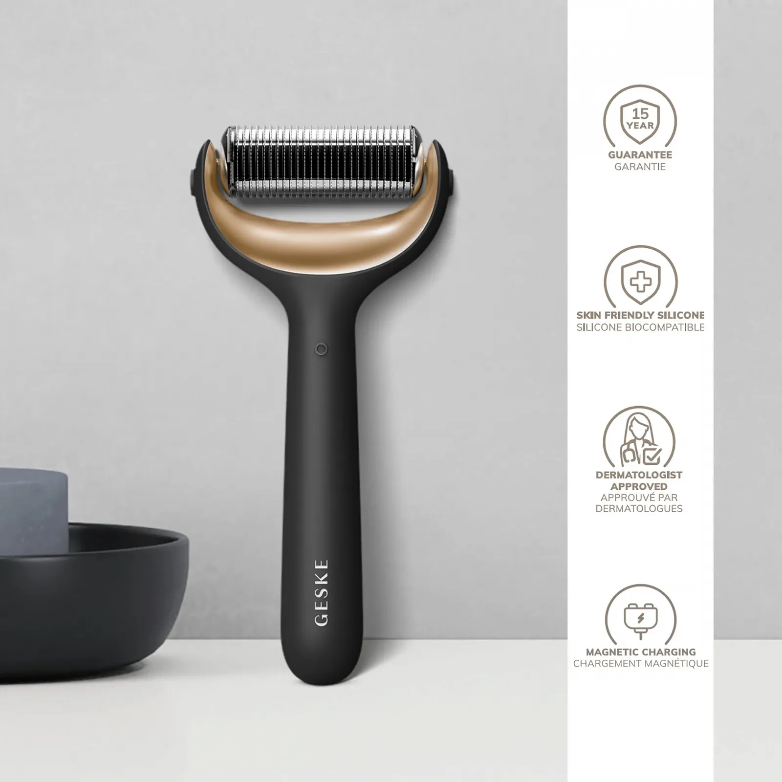 Ролик для обличчя та тіла GESKE SmartAppGuided™ MicroNeedle 8 в 1, дермаролер, електричний мікроголковий ролик, фото №6