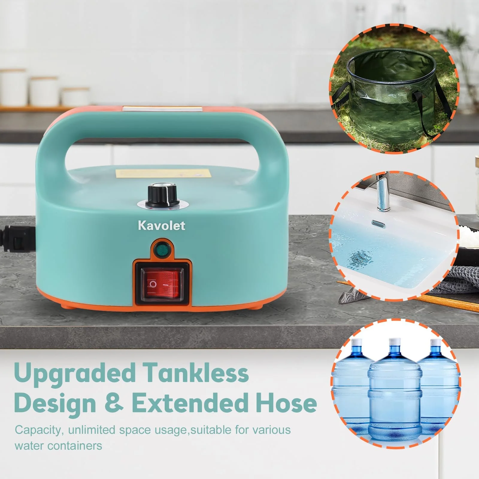 Портативний пароочисник Kavolet 1500 Вт 3.5 бар 50-400 мл/хв 3 насадки, фото №1