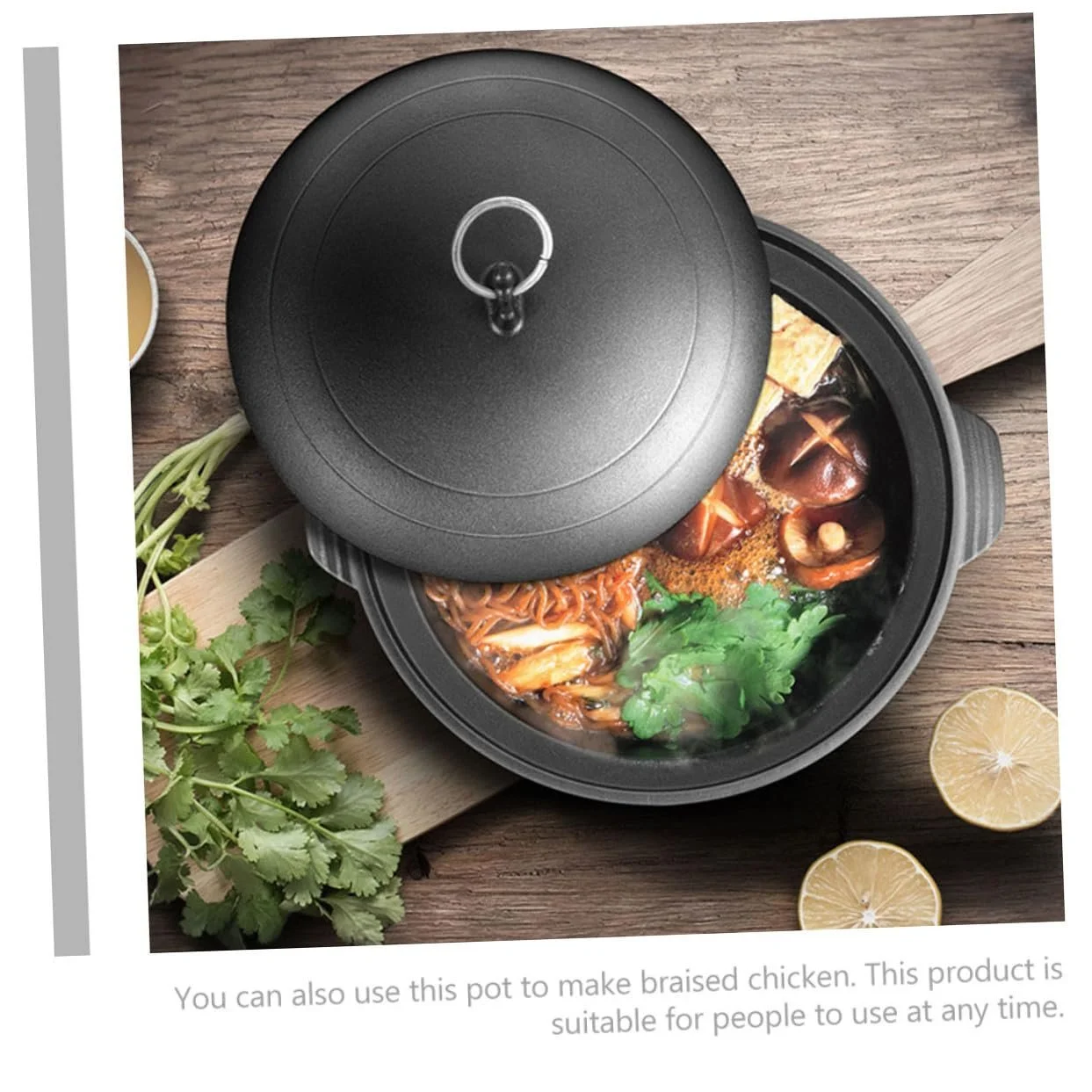 Кастрюля чугунная с антипригарным покрытием эргономичной ручкой для риса и тушения, фото №2