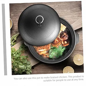 Кастрюля чугунная с антипригарным покрытием эргономичной ручкой для риса и тушения synthetic.ua - Фото 1