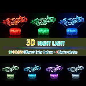 Нічник MARZIUS 3D LED Спортивний Автомобіль 16 Кольорів (F1 Car 1) ціна на synthetic.ua - Фото 1 Нічник MARZIUS 3D LED Спортивний Автомобіль 16 Кольорів (F1 Car 1) synthetic.ua - Фото 1