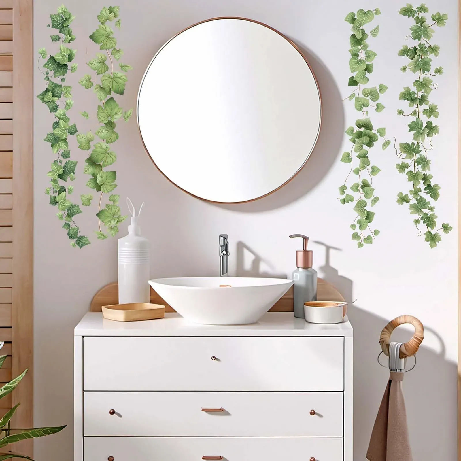 Наклейки на стіну Amimagen Hanging Leaves зелене листя знімні, фото №1