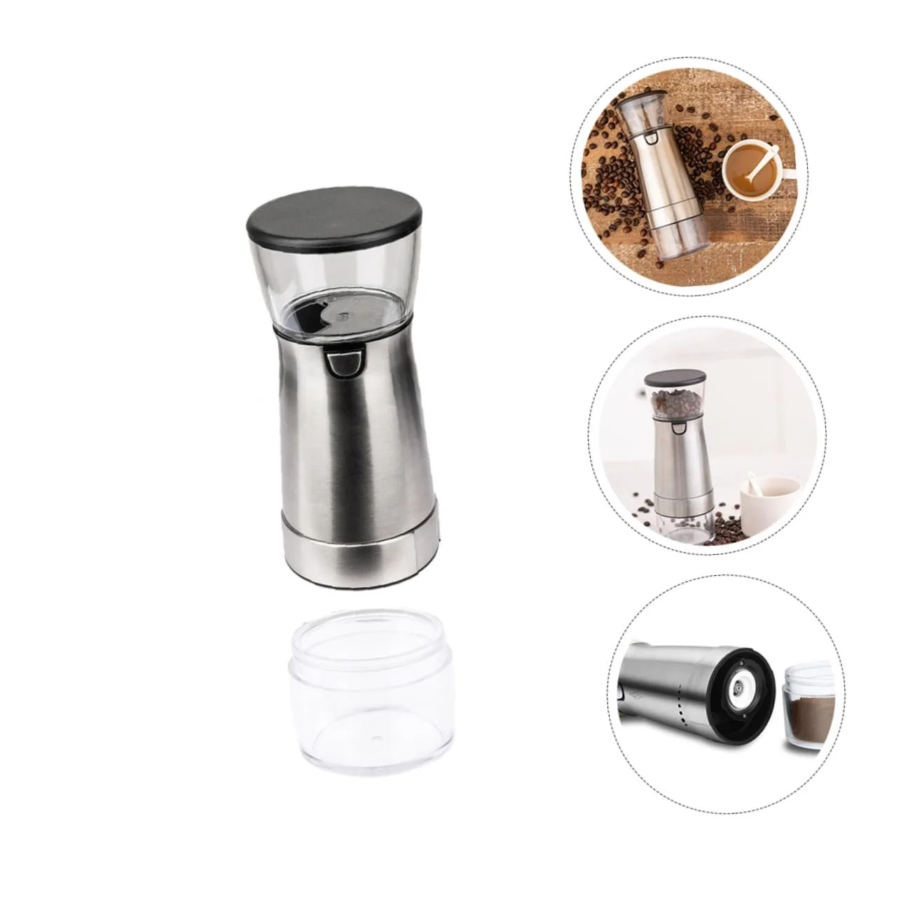 Автоматична кавомолка SOLUSTRE Електрична машина Керамічний сердечник Перезаряджається через USB Запуск однією кнопкою База, фото №4