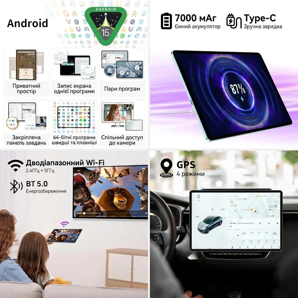 Планшет TECLAST P30 10.1" (4+8)/128Гб Android 14 Чорний-блакитний, фото №5