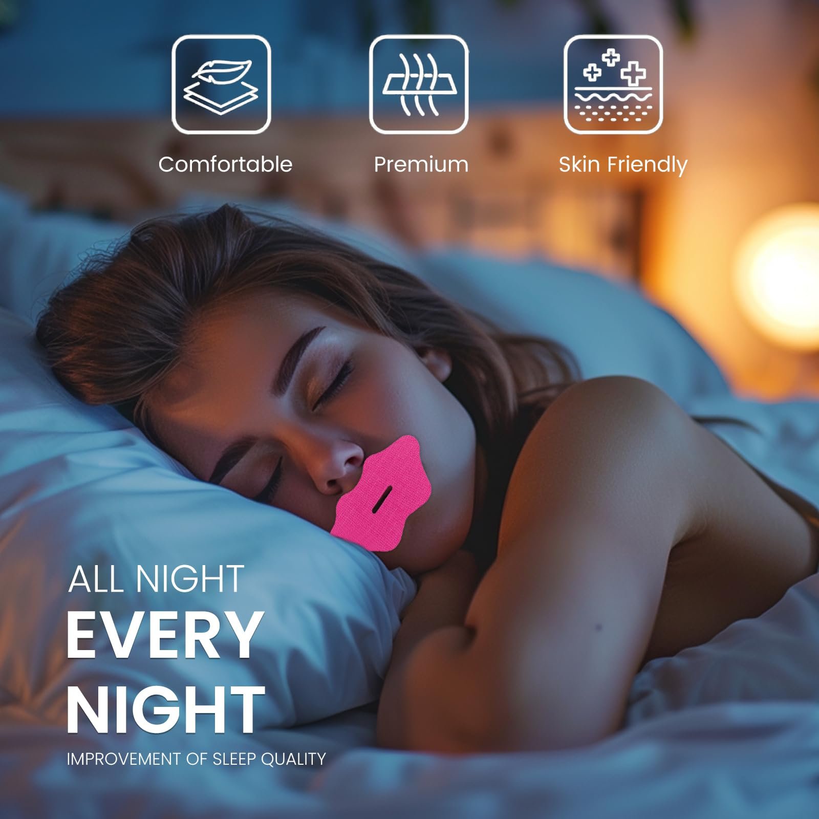 Смужка для рота для сну Паковання з 60 штук (рожевий), фото №6 Смужка для рота для сну Паковання з 60 штук (рожевий), фото №6