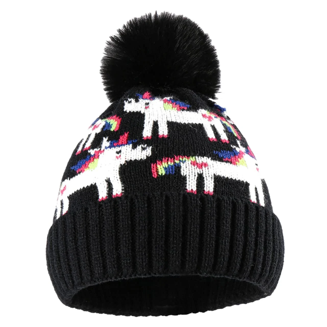 Вязаная шапка PACKOVE с жаккардовым узором единорога, фото №1 Вязаная шапка PACKOVE с жаккардовым узором единорога, фото №1