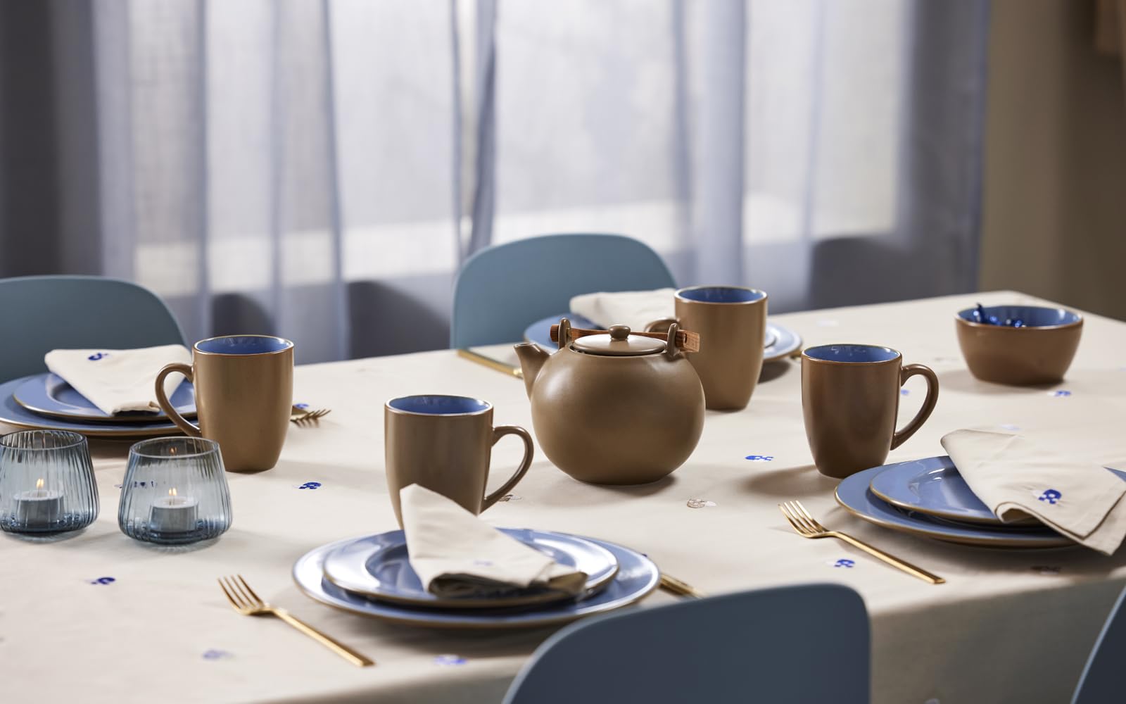 Набір BITZ Kusintha 2 свічники для чайних свічок висота 7.5 см синій, фото №2