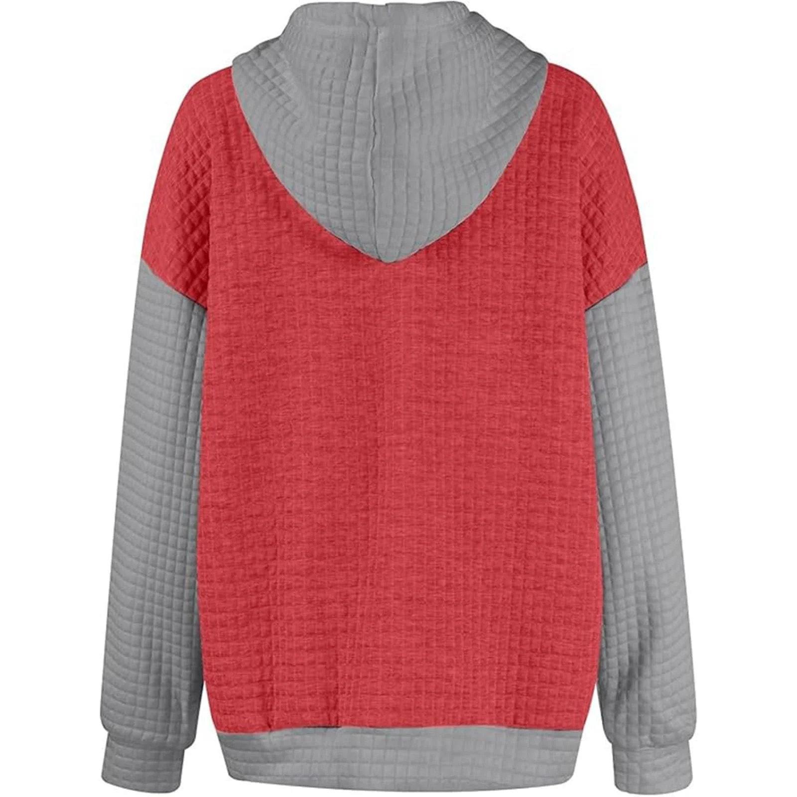 Вафельный свитшот Komiseup Basic Однотонный Худи с карманом, Цвета радуги, Длинный рукав 03, фото №4