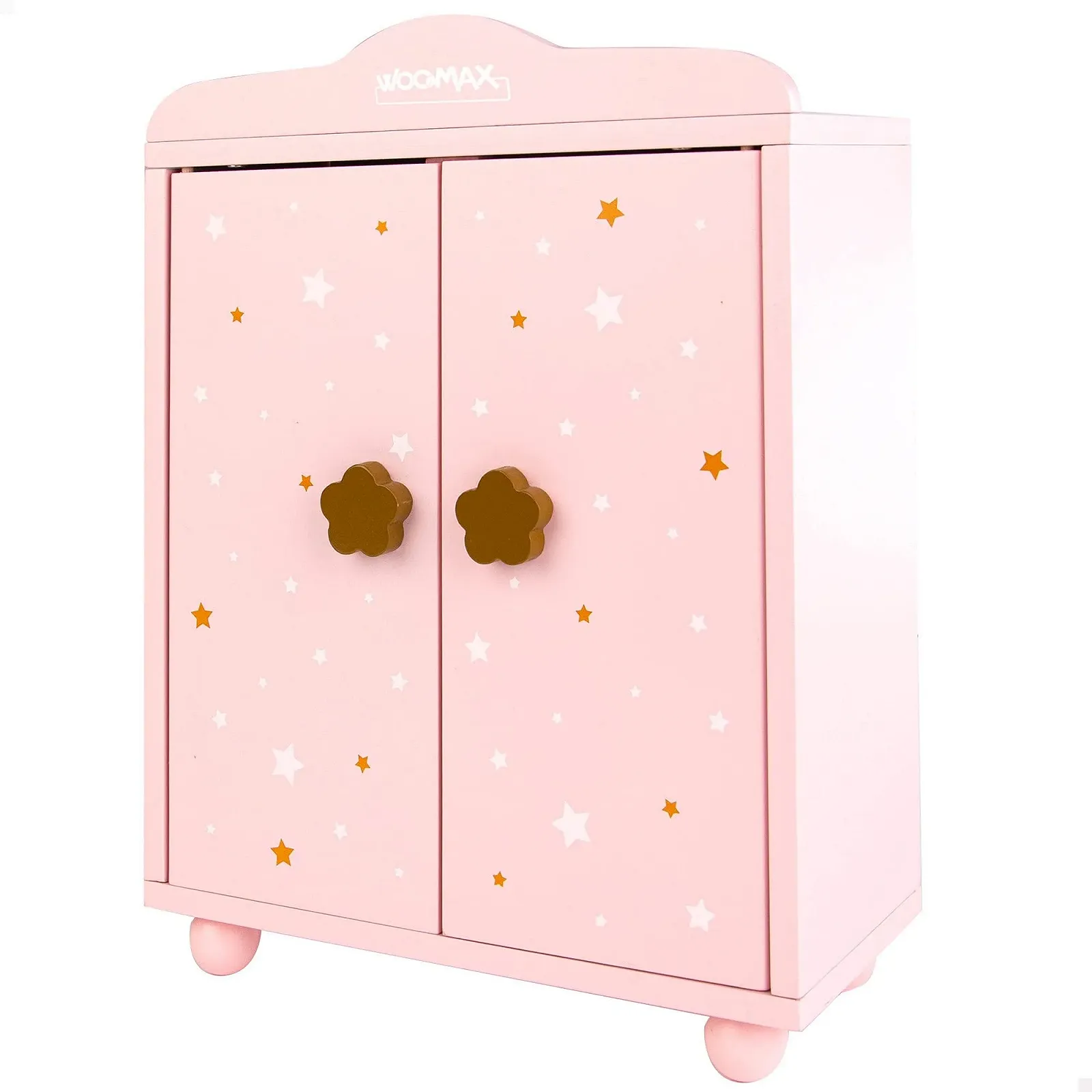 Шкаф для кукол WOOMAX 49362 из дерева с 3 вешалками Розовый, фото №1