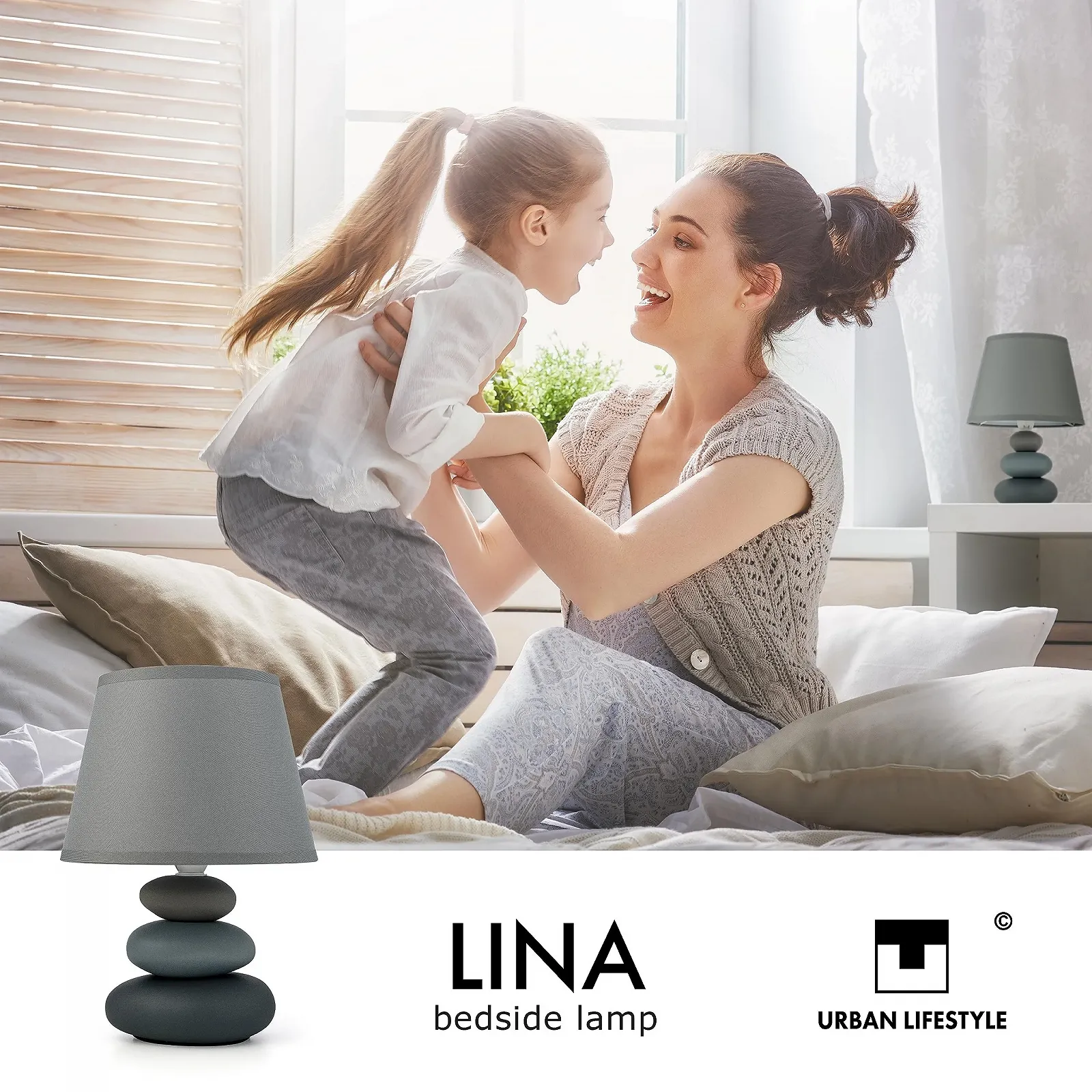 Настільна лампа Urban Lifestyle Lina Ceramic E14 LED Grey Matt, фото №6