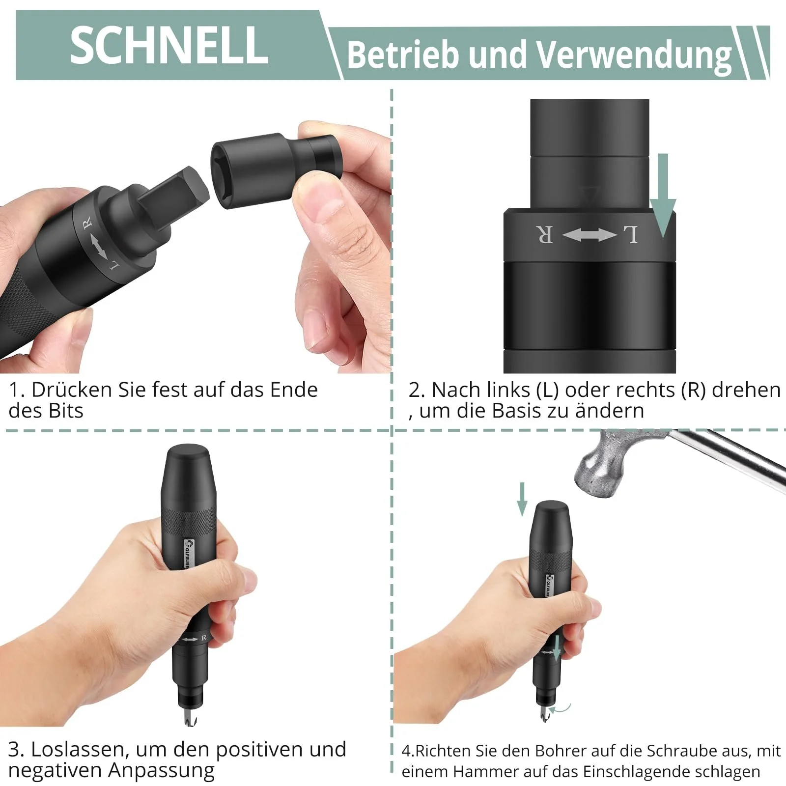 Набір ударних викруток COLFULINE 1/2 дюйма 13 предметів Black, фото №7