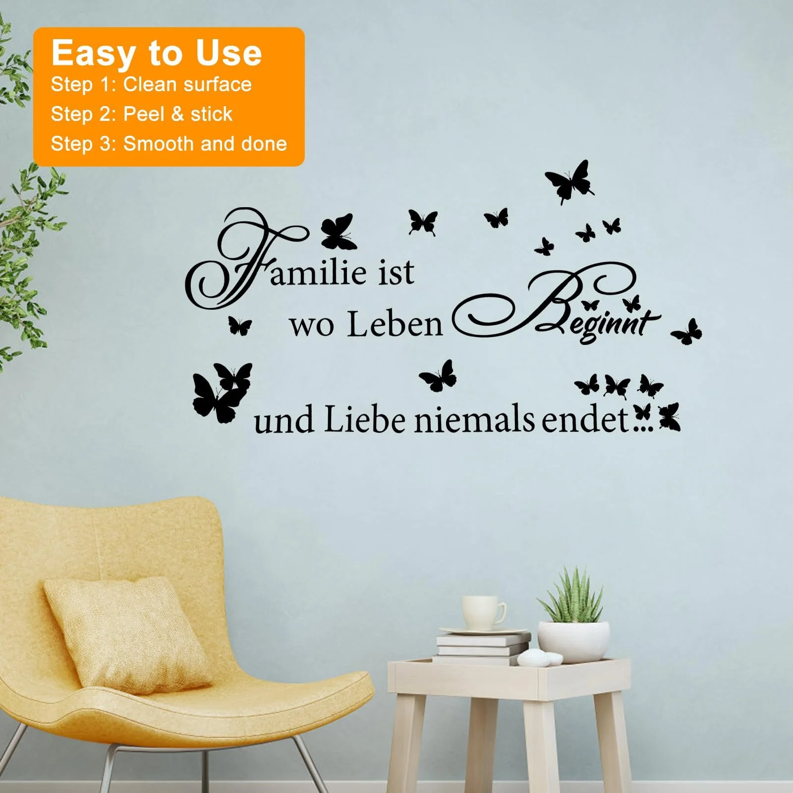 Наклейка на стіну Modern Black Butterflies with Quotes 90 x 34 см, фото №4