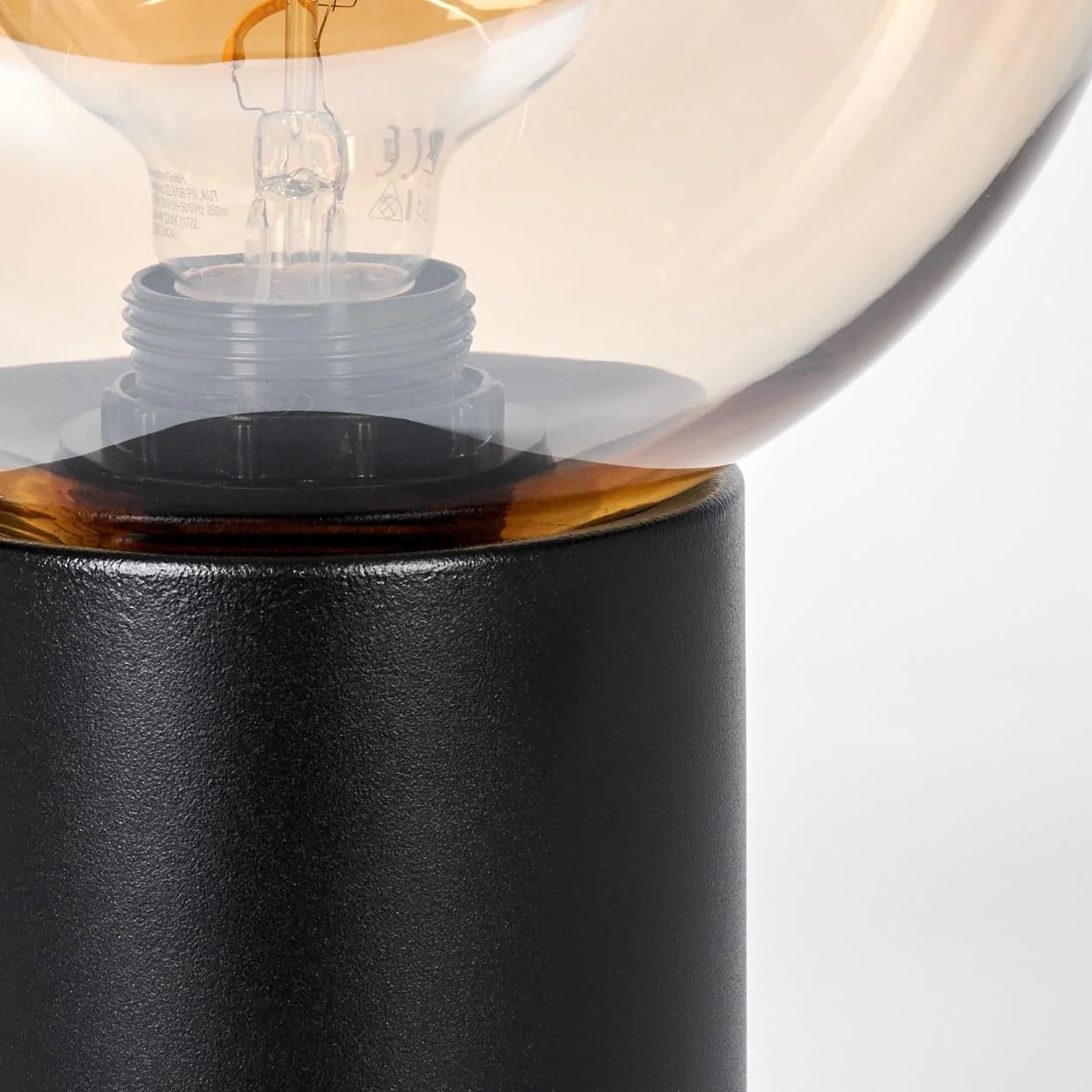 Настільна лампа HOFSTEIN Koyoto Метал/Скло E27 20 см Black/Amber/Clear, фото №6