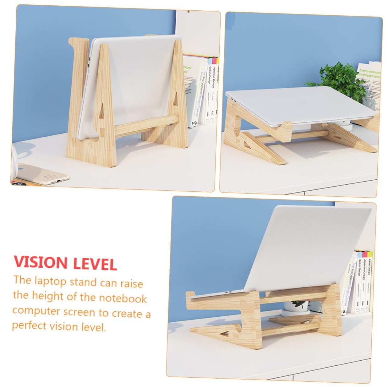 Підставка для ноутбука дерев'яна BESPORTBLE Регульована по висоті Ергономічна, фото №7