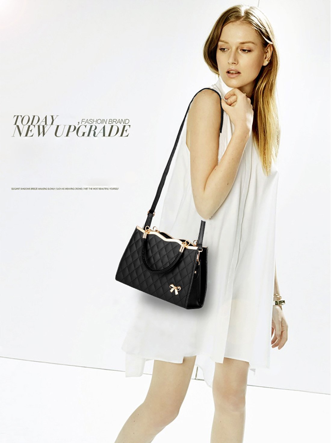 Сумка Nicole&Doris, женская, с ручкой, патентованная кожа, ракушка, черная, фото №2