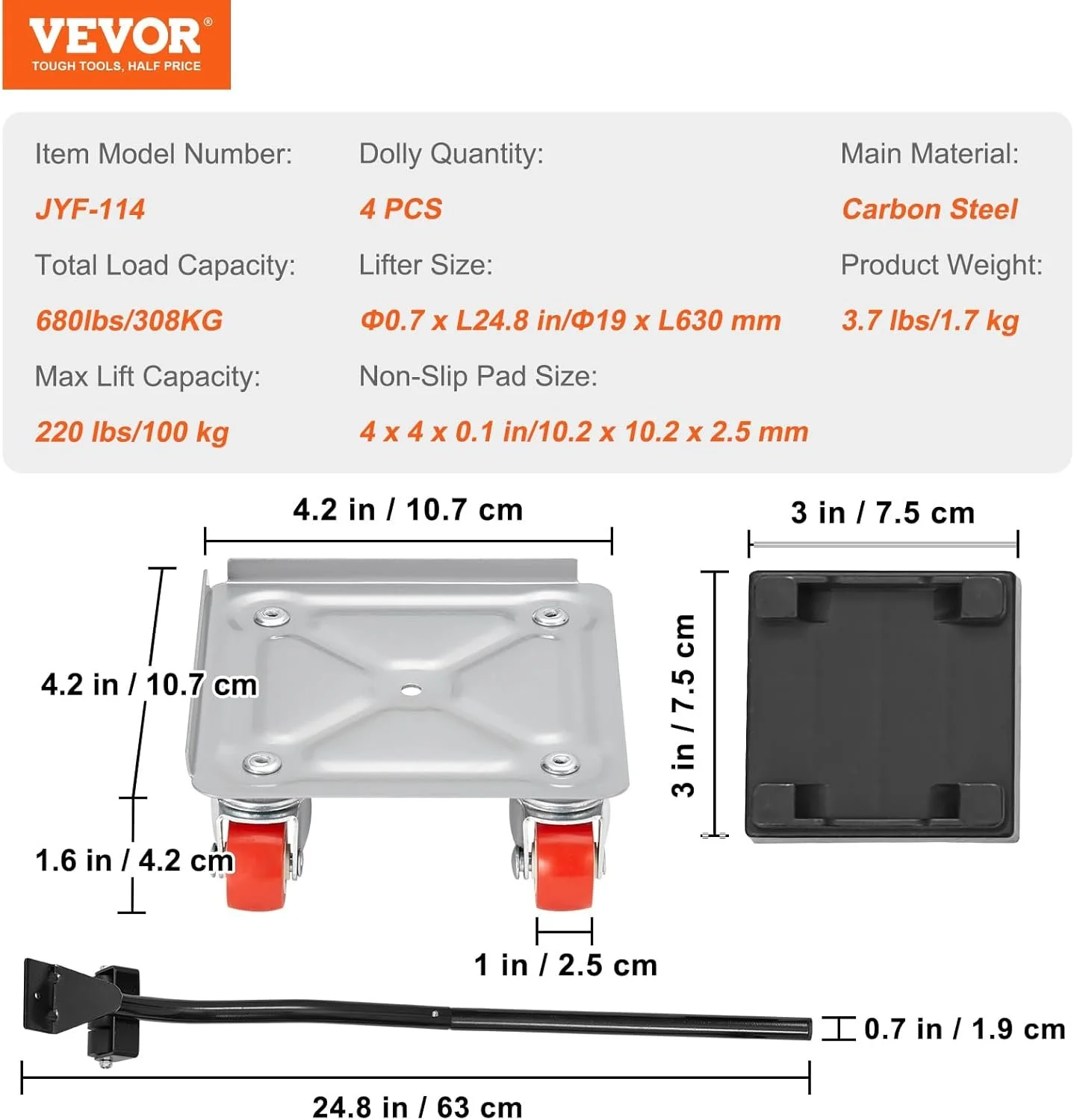 Набір роликів для транспортування Vevor Silver, фото №7 Набір роликів для транспортування Vevor Silver, фото №7