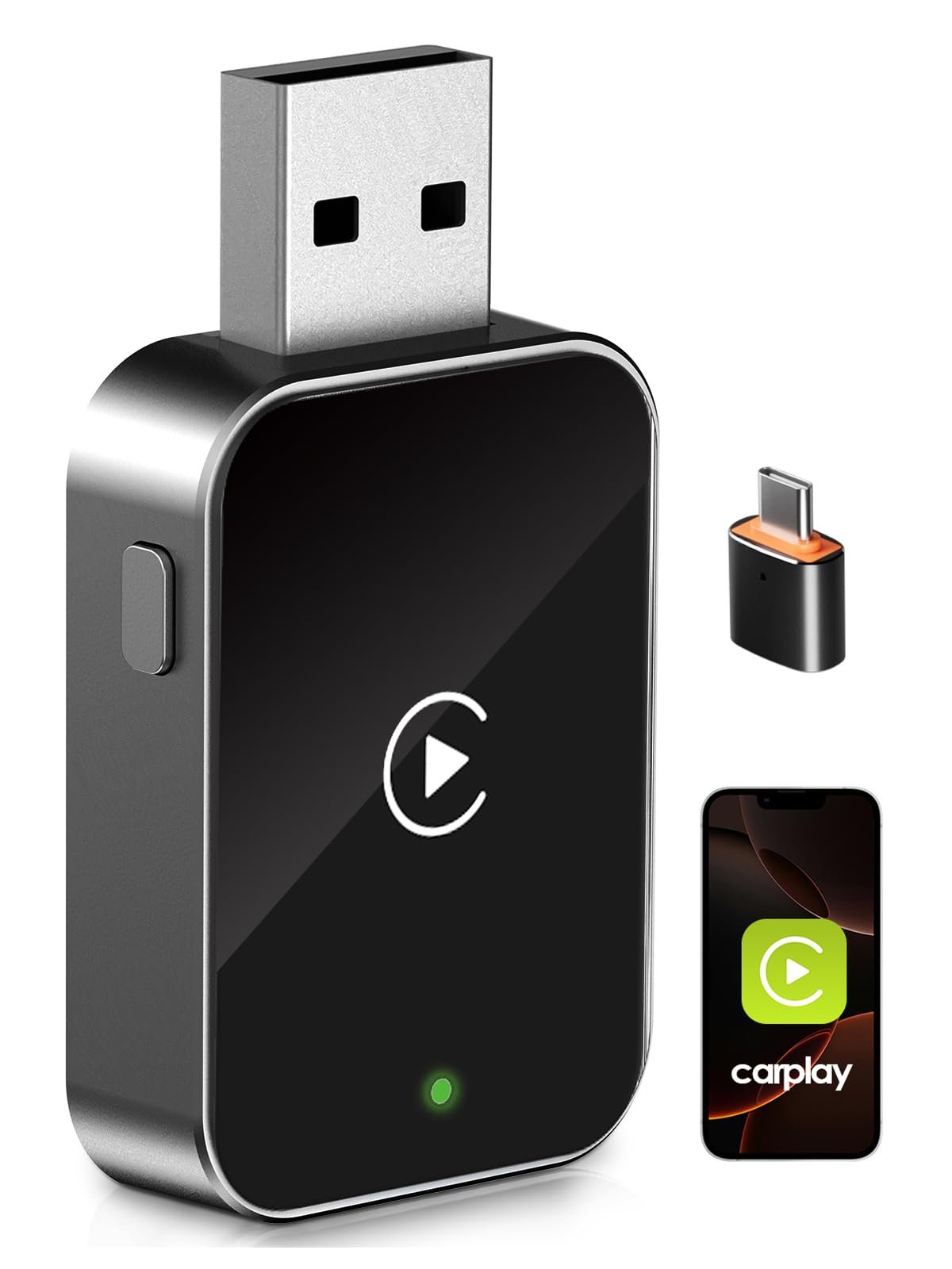 Бездротовий адаптер CarPlay PARPAT Бездротове перетворення через USB/Type-C, сумісний з iPhone, стабільне з'єднання, без затримок, для автомобілів з дротовим CarPlay, фото №1