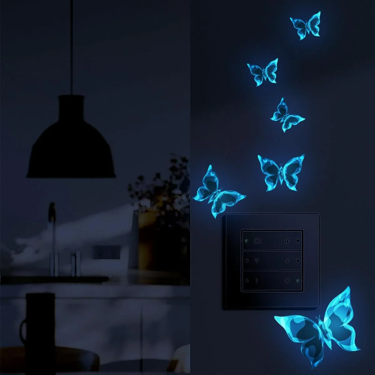 Наклейка на стену HGDESIGN Luminous Wall Sticker Blue Butterfly Version A Синяя, фото №2