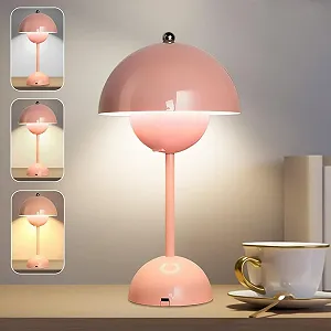 Настільна лампа Flowerpot Mushroom акумуляторна сенсорна USB Рожева - Фото 1