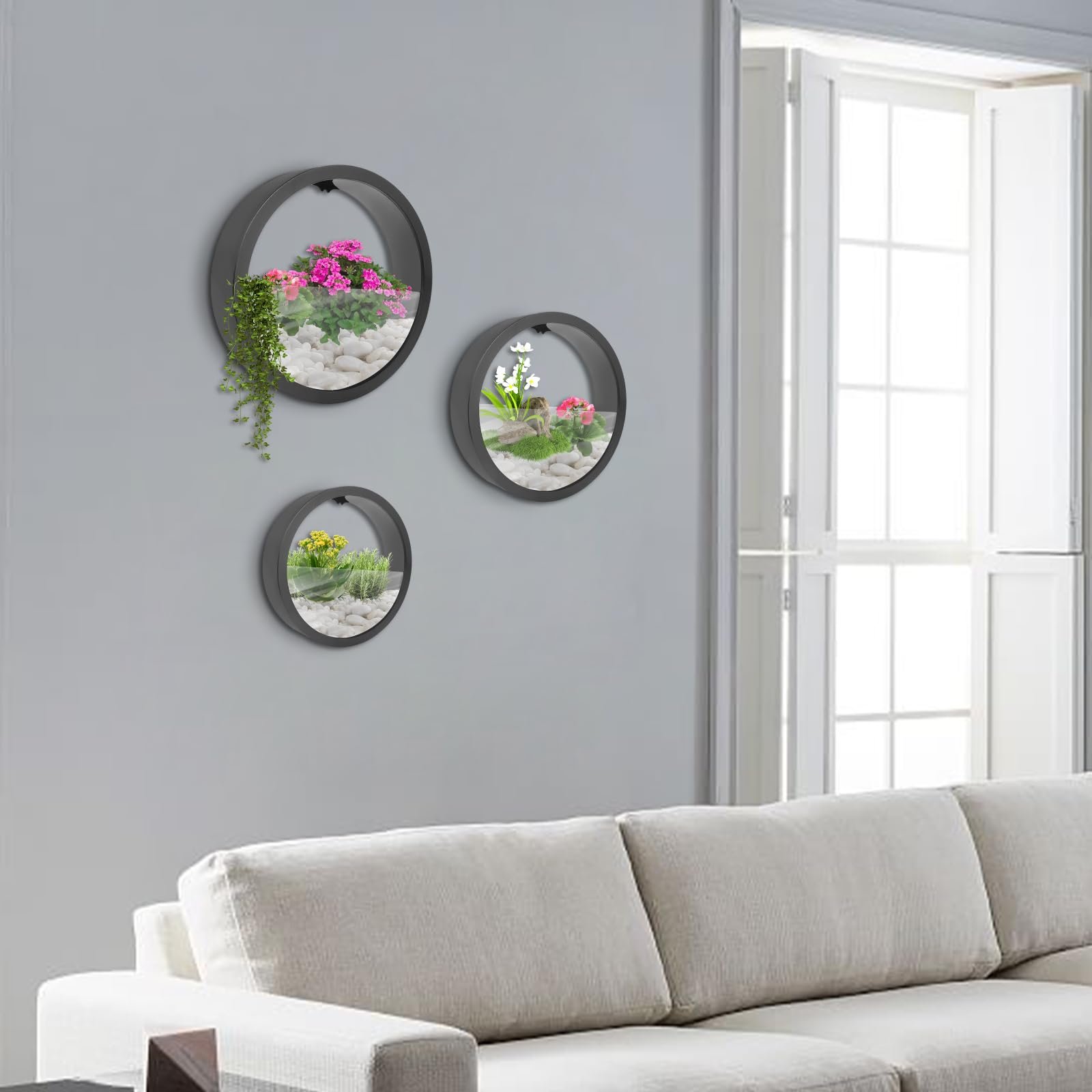 Настінні кашпо 3 шт. сучасні чорні, фото №4