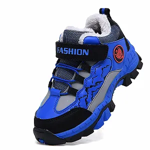 Детские походные ботинки с теплой подкладкой, зимние ботинки для мальчиков и девочек, нескользящая спортивная обувь для активного отдыха - Фото 1