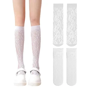 Панчохи Мереживні 2 пари Шкарпетки жіночі прозорі - Фото 1