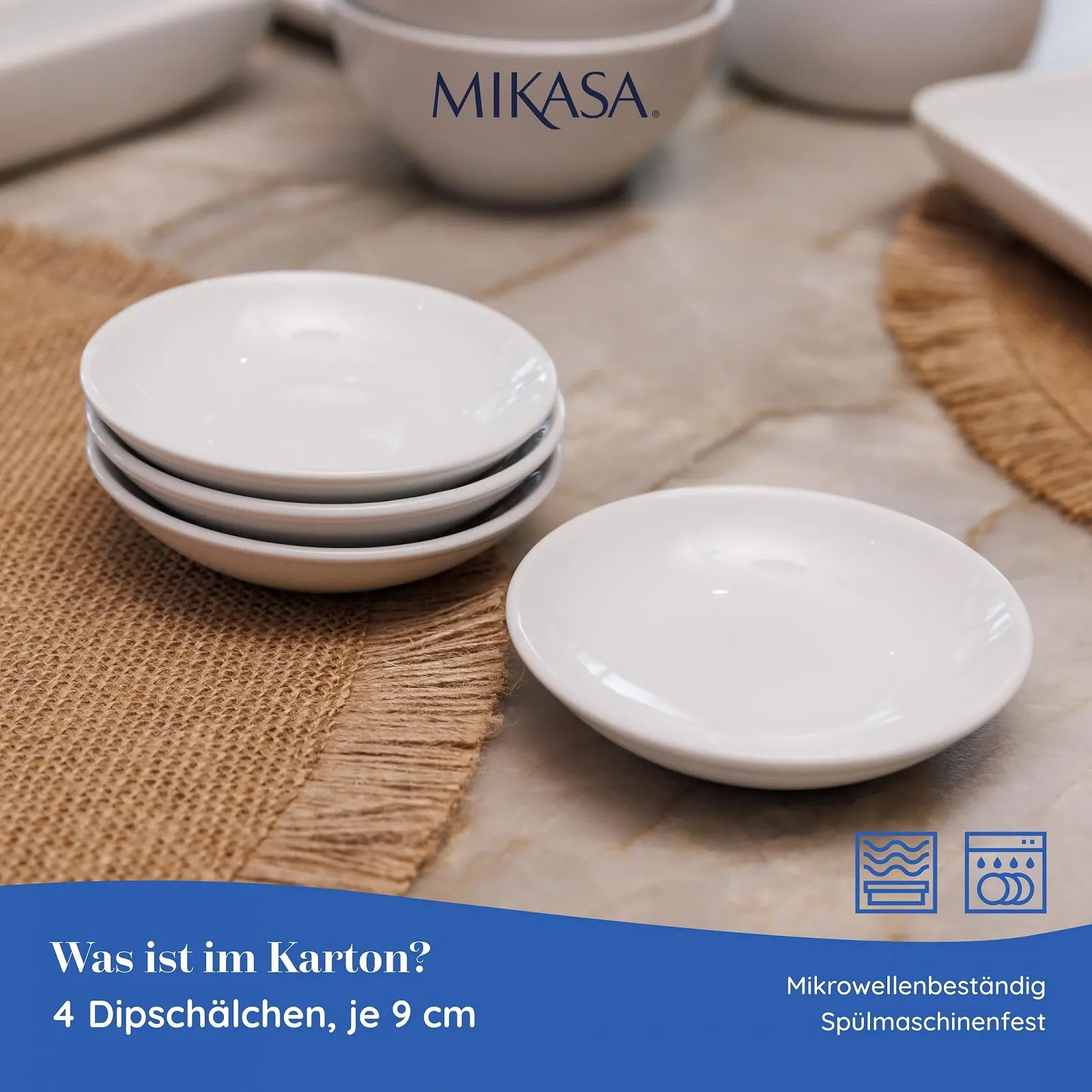 Миска MIKASA Круглая 9 см, белая, фарфоровая, глянцевая, набор 4 шт., фото №3