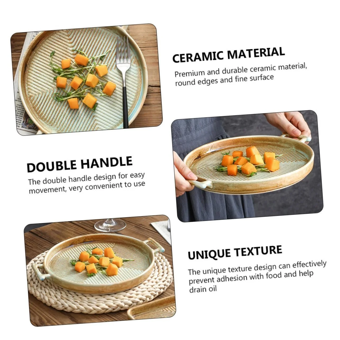 Форма для запекания SOIMISS круглая керамическая термостойкая с ручками антипригарная, фото №8
