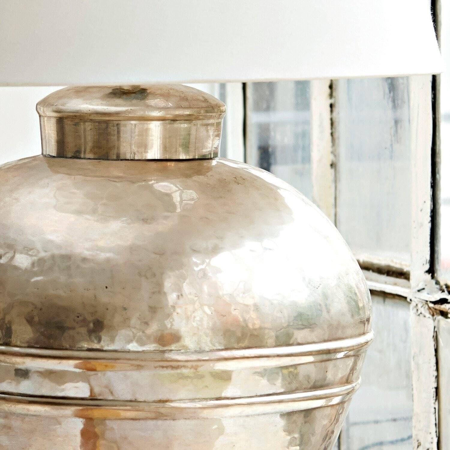 Настільна лампа LOBERON Madison ручної роботи Кремовий/Античне срібло, фото №5