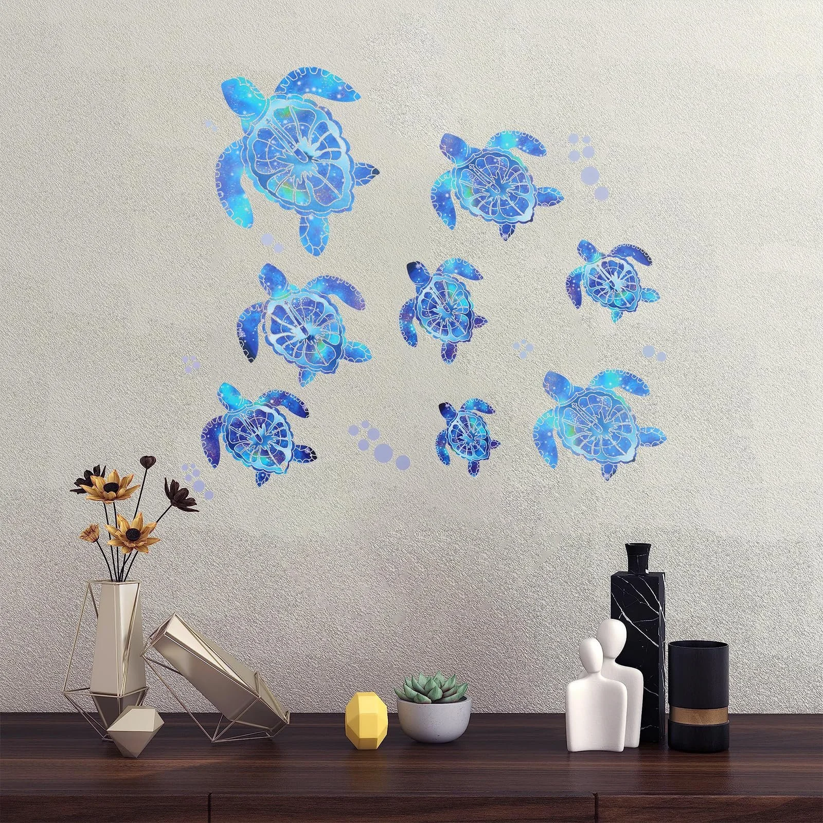 Настінні наклейки Морські черепахи 27 штук Сині, фото №3