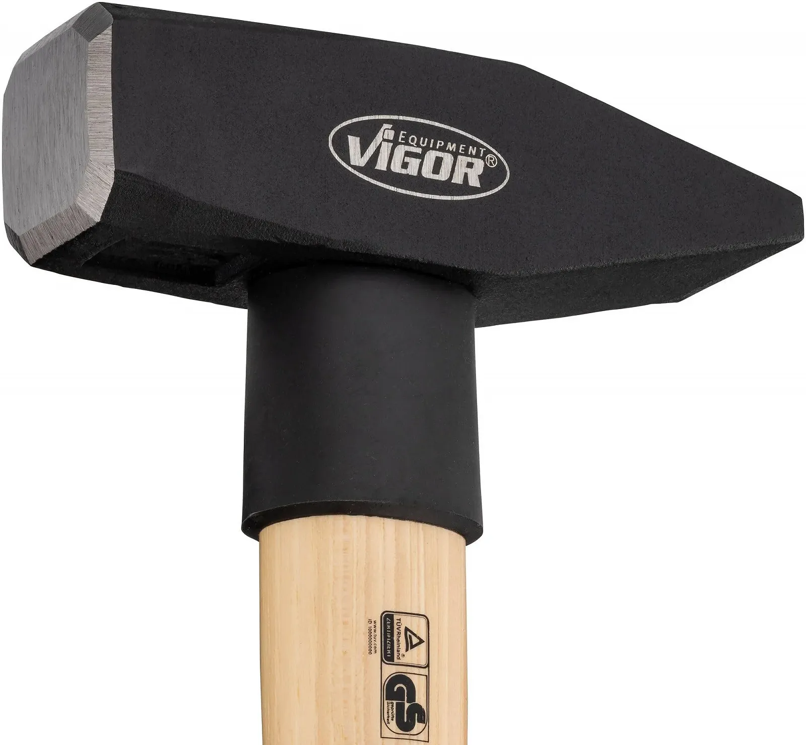 Слесарный молоток ViGOR V2662-1000 1000 г с рукояткой из гикори и резиновой защитой 360 мм, фото №6