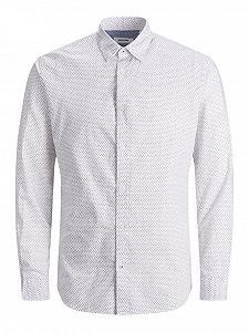 Рубашка Jack&Jones JJEPLAIN POPLIN L/S AU20 NOOS 12173241 Tango Red белая 2XL - Фото 1