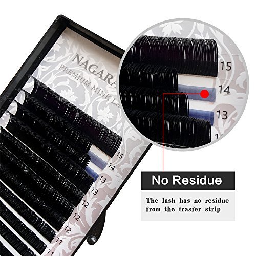 Индивидуальные ресницы NAGARAKU Eyelash Extension Classic 1:1 Объем натуральный полуперманентный мягкие аксессуары матовые черные удлинение ресниц 16 рядов 0.20 мм B изгиб 7-15 мм, фото №4