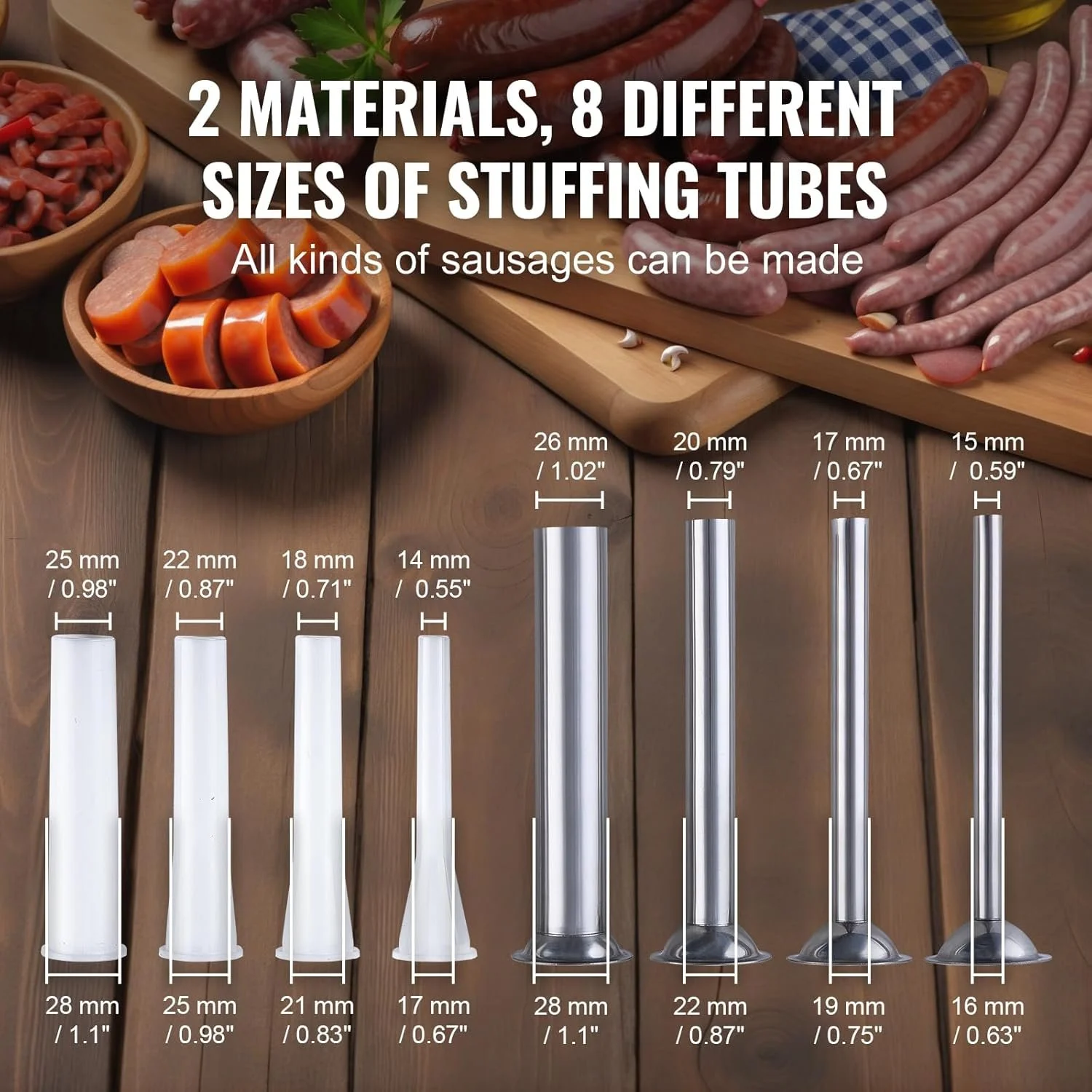 Горизонтальний наповнювач для ковбас VEVOR MM-GCJ-3LB / 2.5 л / Сріблястий, фото №5