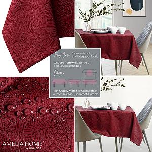 Скатертина AmeliaHome Gaia 80 x 80 см Водовідштовхувальна Бордова synthetic.ua - Фото 1