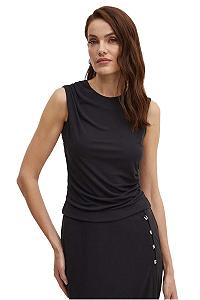 Топ Guess Henley Olympia в рубчик чорний - Фото 1