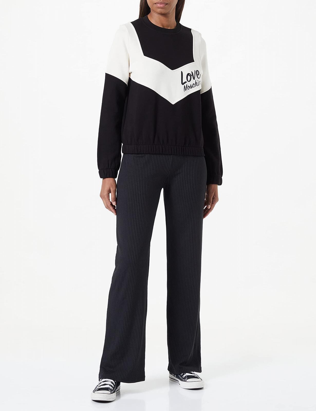 Свитшот Love Moschino Regular Fit Женский С длинными рукавами Круглый вырез С контрастными цветными вставками на рукавах и итальянским логотипом, фото №2