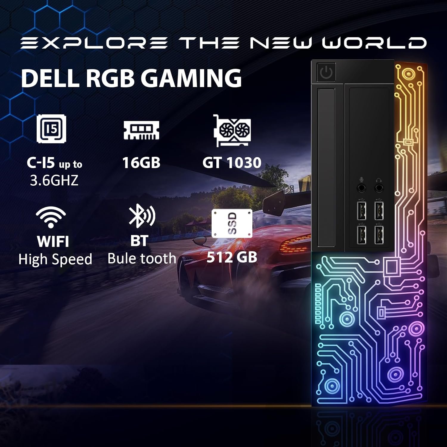 Комплект Dell Optiplex 7010 RGB / Intel Core i5-3470 / RAM 16GB / SSD 512GB / HDMI / LAN / GeForce GT 1030 / Windows 10 / Black, фото №3