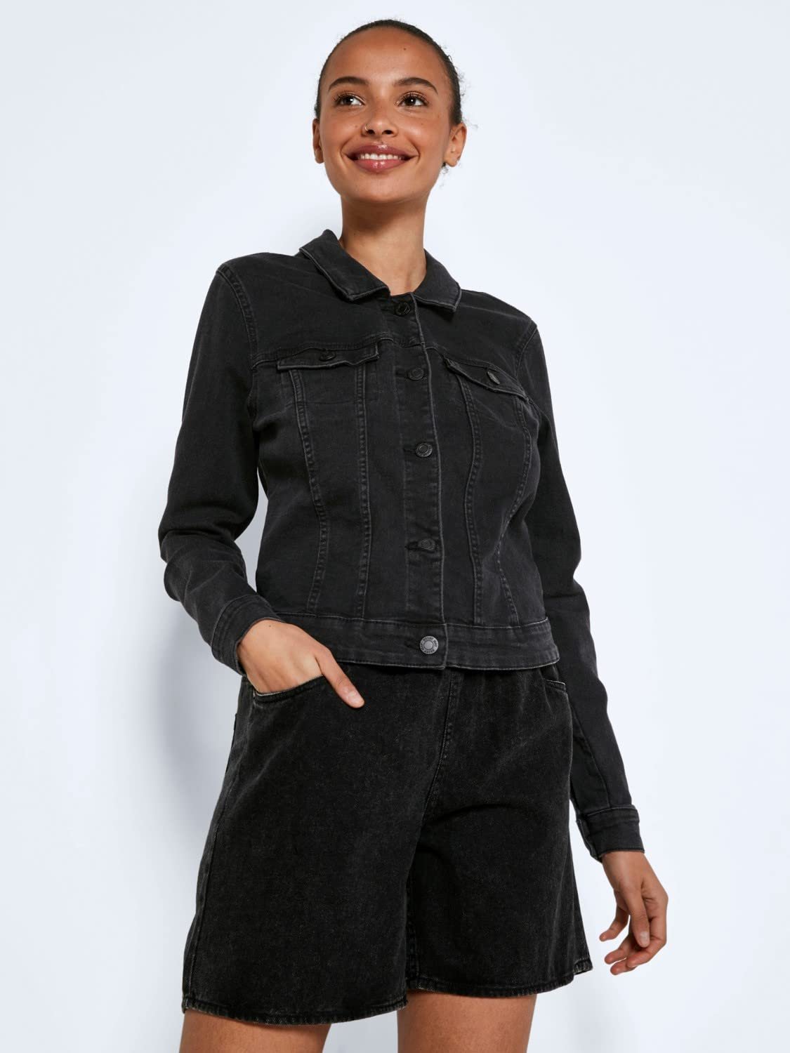 Джинсова куртка Noisy may Nmdebra L/S Жіноча Чорний Wash Denim Noos, фото №4