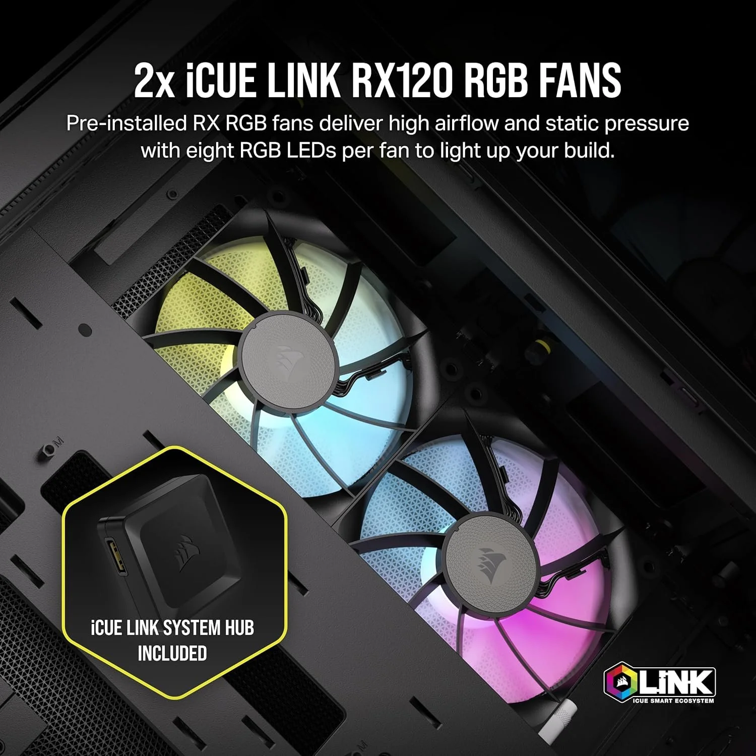 Корпус для ПК CORSAIR iCUE LINK 2500X / RGB / без ПЖ / Чорний, фото №3