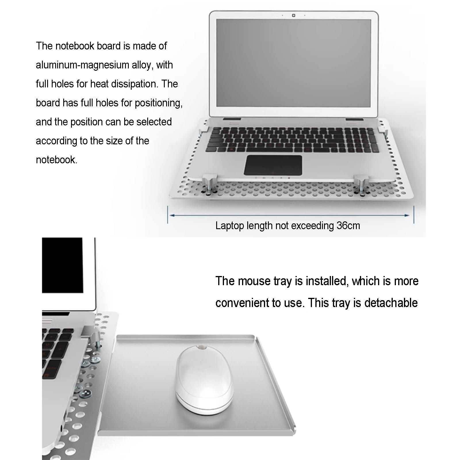 Настенная подставка для ноутбука, многофункциональный регулируемый держатель, складная подставка для ноутбука с подставкой для мыши, грузоподъемность 8 кг, для офиса, рабочей станции, фото №3