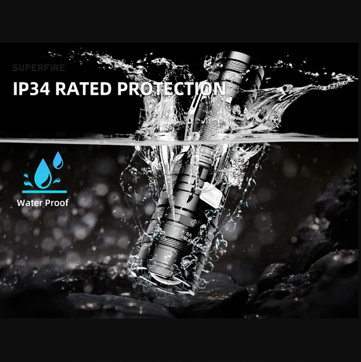 Фонарь ручной аккумуляторный V8-S SuperFire 2000 Lumen IP34, фото №5