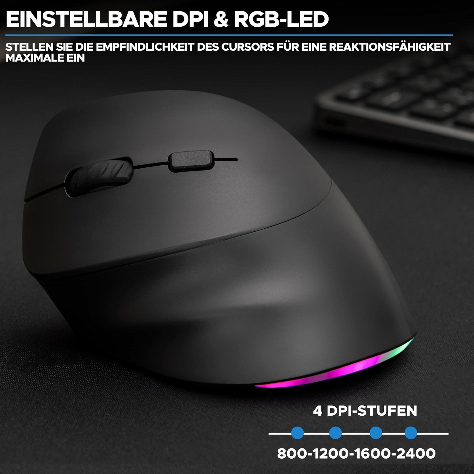 Мышь Bluestork Беспроводная вертикальная эргономичная 800-2400dpi 6 кнопок RGB Для левшей, фото №4