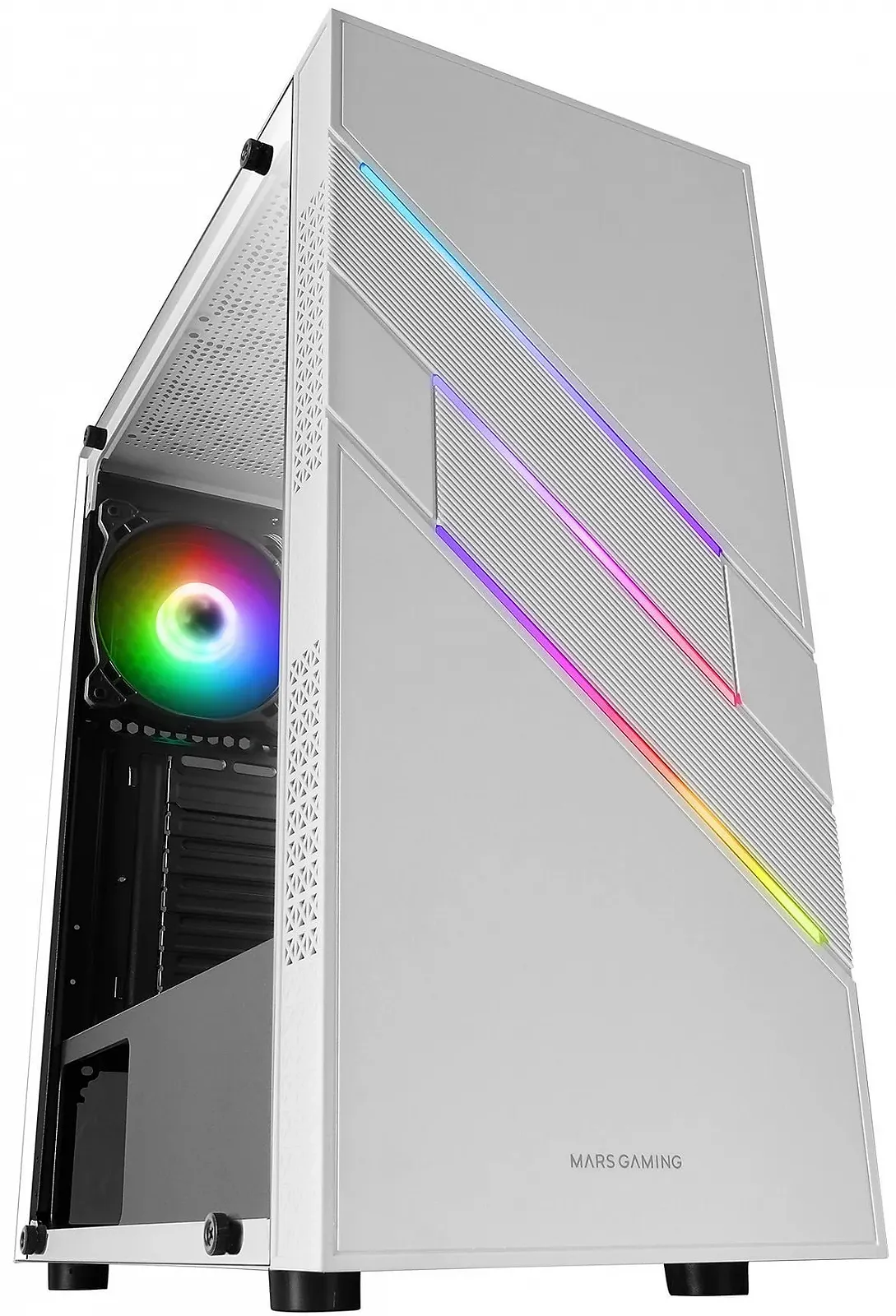 Корпус для ПК Mars Gaming MC-U3 / Midi Tower / ARGB / Закаленное стекло / Без БП / Белый, фото №1