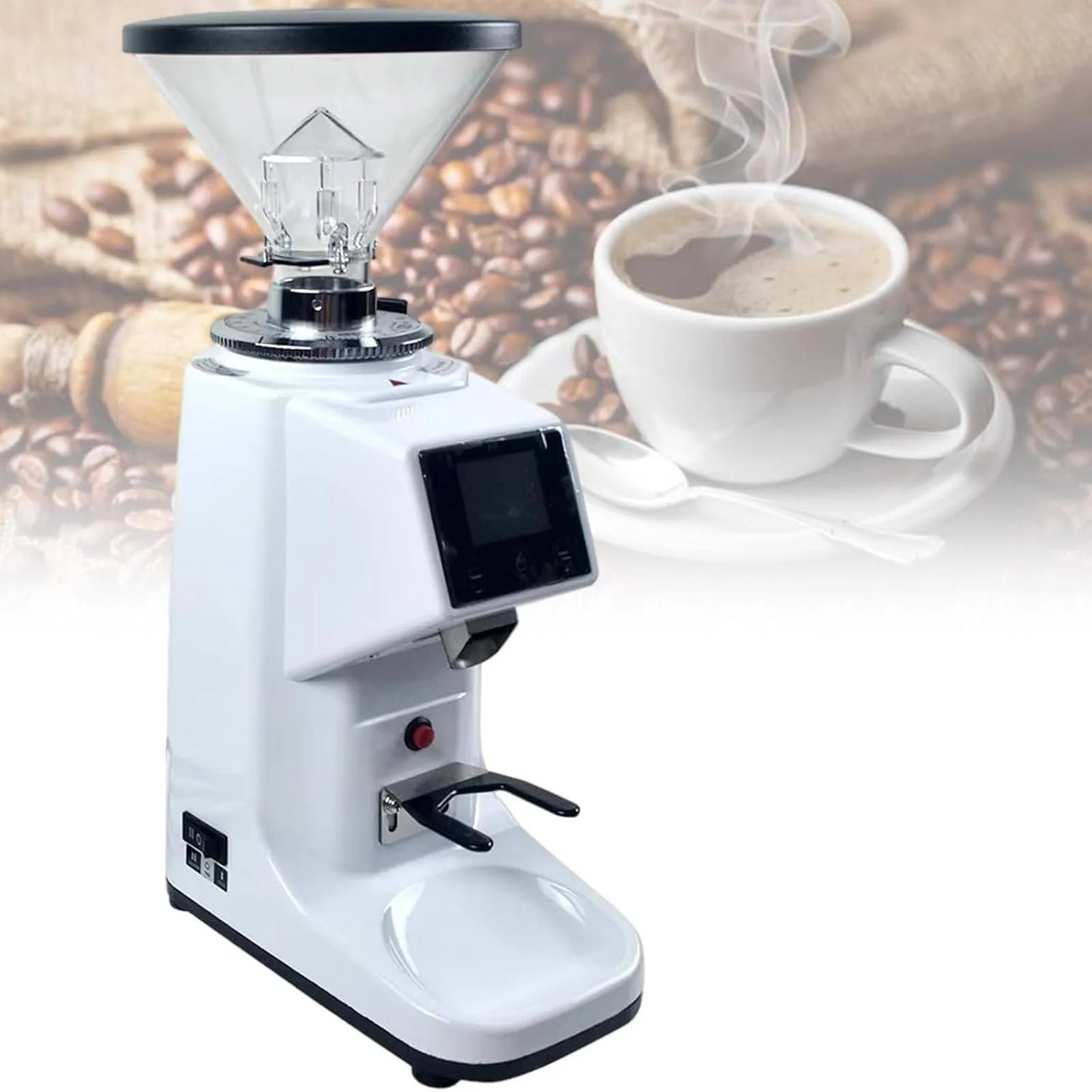 Професійна кавомолка White з контейнером для зерен 500 мл / 1500 мл, сенсорним екраном, 19 рівнями помелу, фото №1