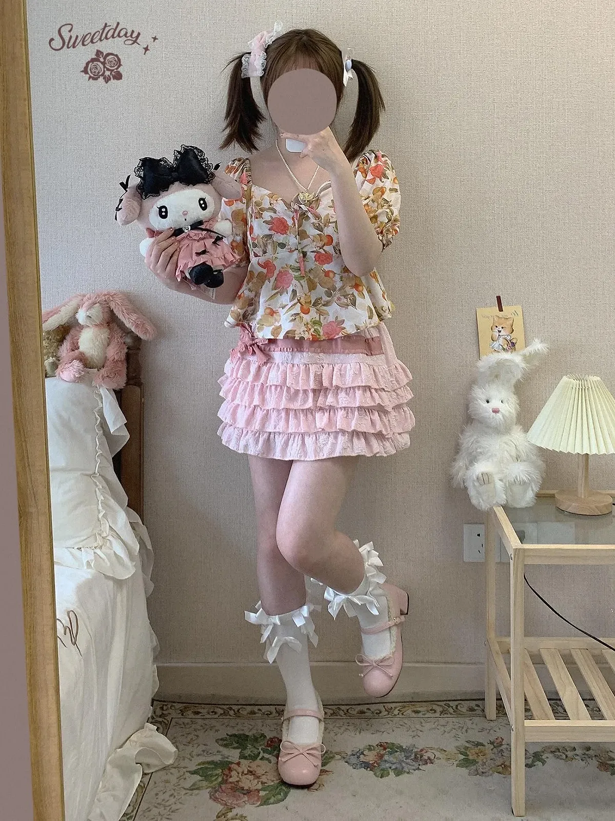 Міні-спідниця Lolita OATSBAS з еластичною талією для жінок та дівчат, плісирована Y2K багатошарова, фото №4